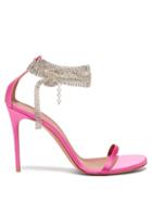 Amina Muaddi - Georgia Crystal-strap Satin Wrap Sandals - Womens - Pink