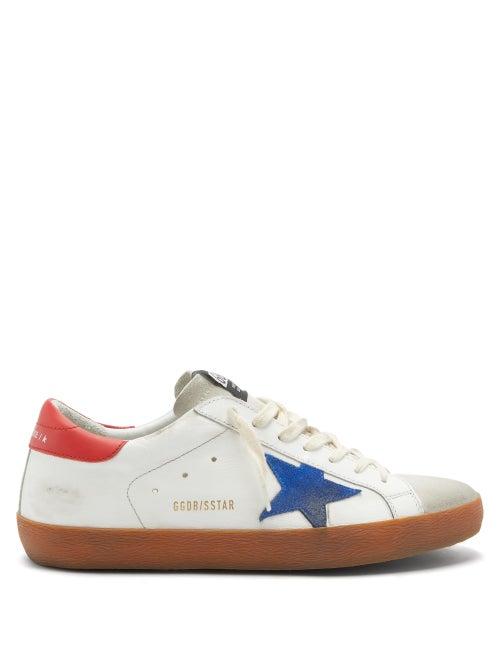 Mens Shoes Golden Goose - Superstar Distressed-leather Trainers - Mens - White