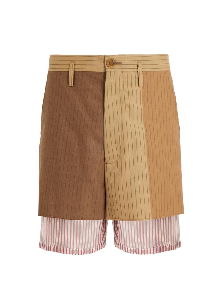 Marni Pinstriped Layered Wool Shorts