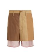 Marni Pinstriped Layered Wool Shorts