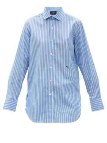 Ladies Lingerie Hommegirls - Logo-embroidered Cotton-twill Shirt - Womens - Blue Stripe