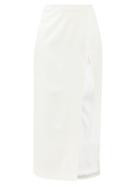 Matchesfashion.com The Attico - Side-slit Wool-blend Midi Skirt - Womens - Cream