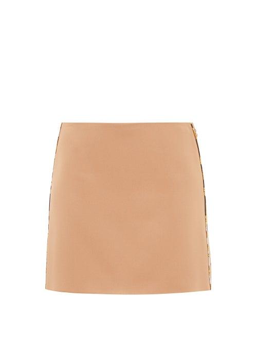 Ladies Rtw Versace - Baroque-piping Crepe Mini Skirt - Womens - Camel