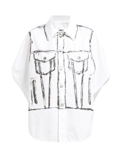 Matchesfashion.com Mm6 Maison Margiela - Trace Marked Sleeveless Cotton Shirt - Womens - White