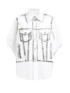 Matchesfashion.com Mm6 Maison Margiela - Trace Marked Sleeveless Cotton Shirt - Womens - White