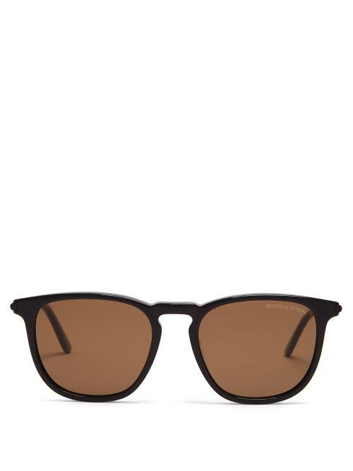Matchesfashion.com Bottega Veneta - Round Acetate Sunglasses - Mens - Black