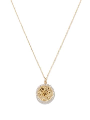 Matchesfashion.com Mateo - Leo Large Diamond & 14kt Gold Zodiac Necklace - Womens - Yellow Gold