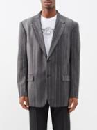 Versace - Pinstripe Wool Jacket - Mens - Grey Multi
