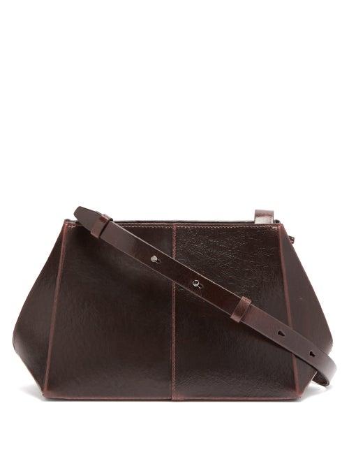 Matchesfashion.com Aesther Ekme - Origami Patent Grained-leather Shoulder Bag - Womens - Dark Brown