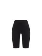 Ladies Rtw Saint Laurent - Ysl-plaque Ribbed Jersey Cycling Shorts - Womens - Black