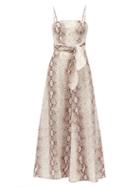 Matchesfashion.com Zimmermann - Bellitude Python-print Linen Dress - Womens - Beige Print