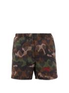 Matchesfashion.com Valentino - Rockstud Camouflage Heart-print Swim Shorts - Mens - Khaki Multi