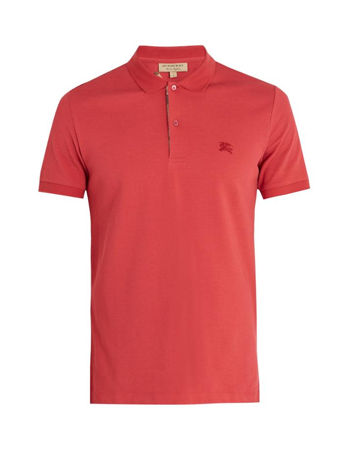 Burberry Logo-embroidered Cotton Polo Shirt