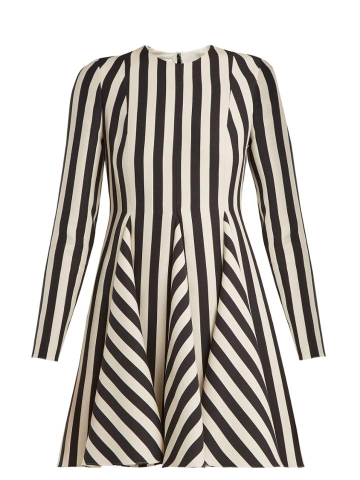 Valentino Striped Wool And Silk-blend Dress