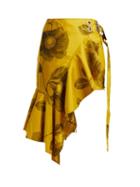 Matchesfashion.com Marques'almeida - Asymmetric Floral Jacquard Mini Skirt - Womens - Yellow Print