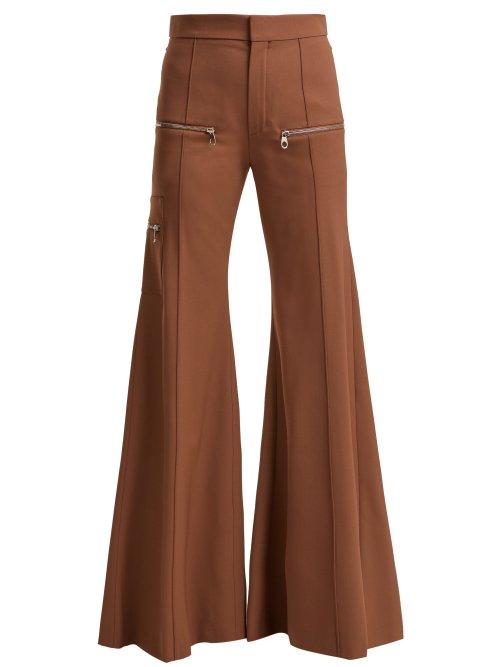 Matchesfashion.com Chlo - Serge High Rise Wool Blend Trousers - Womens - Light Brown