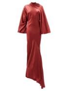 Matchesfashion.com Rick Owens - Ruched Mock-neck Latex Maxi Dress - Womens - Red