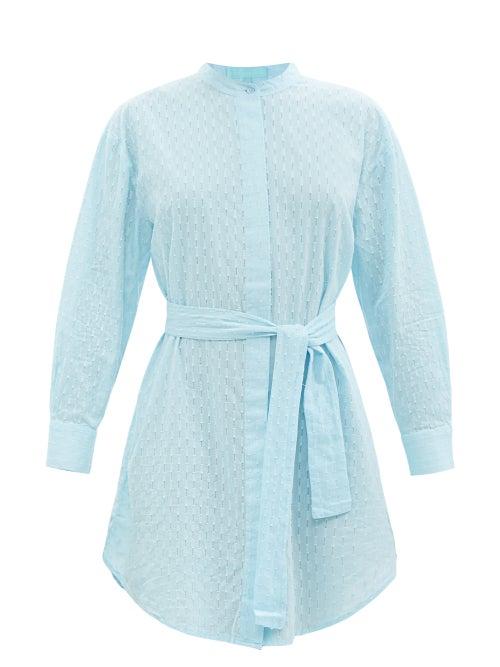 Melissa Odabash - Brandi Belted Cotton Shirt Dress - Womens - Light Blue