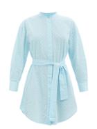 Melissa Odabash - Brandi Belted Cotton Shirt Dress - Womens - Light Blue