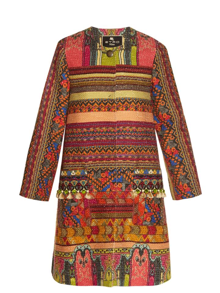 Etro Pompom-embellished Woven Coat
