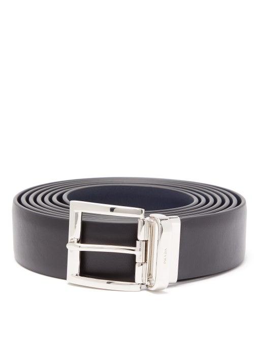 Matchesfashion.com Prada - City Reversible Double Wrap Leather Belt - Mens - Black Multi
