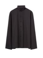 Lemaire - High-collar Poplin Shirt - Mens - Black