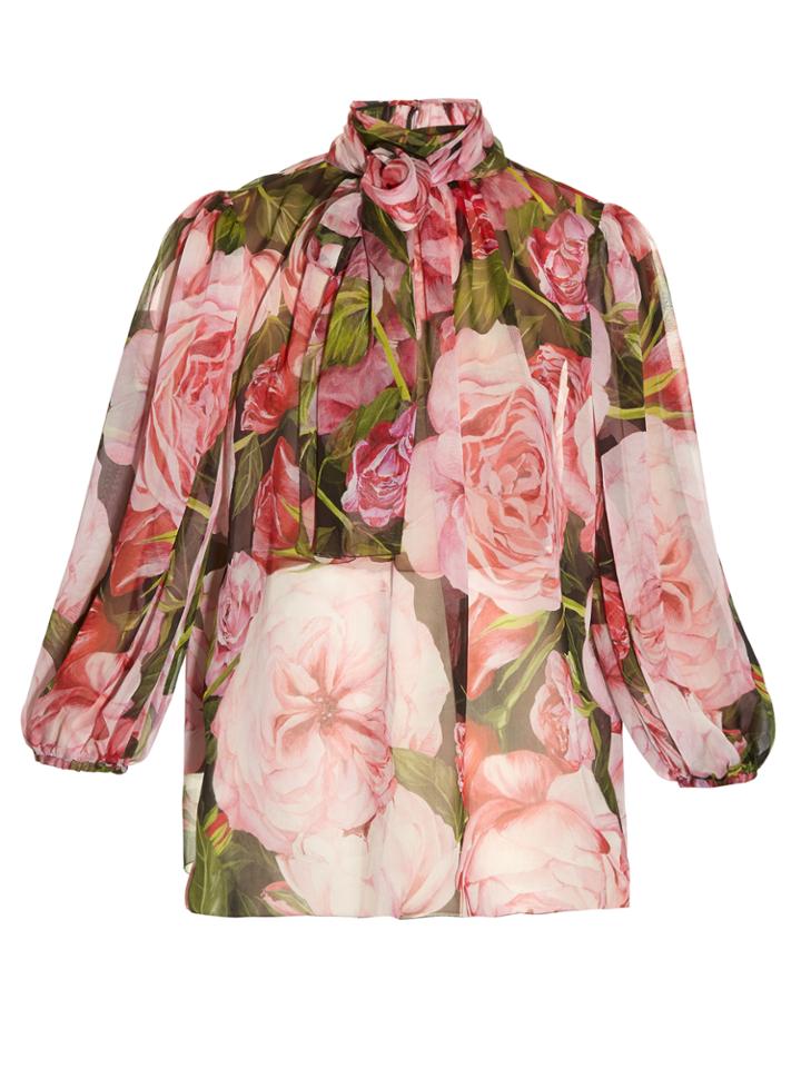 Dolce & Gabbana Rose-print Chiffon Blouse