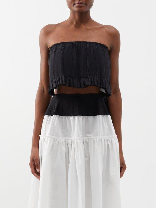 Renata Brenha - Pais Tropical Smocked Crop Top - Womens - Black