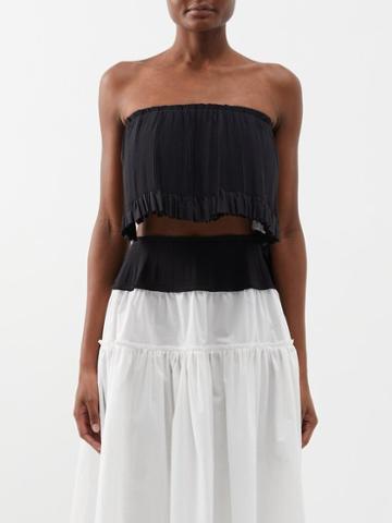 Renata Brenha - Pais Tropical Smocked Crop Top - Womens - Black