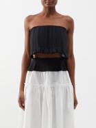 Renata Brenha - Pais Tropical Smocked Crop Top - Womens - Black