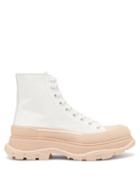 Alexander Mcqueen - Tread Slick Leather High-top Trainers - Womens - White Multi