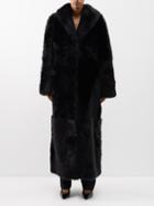 Nili Lotan - Damien Double-breasted Shearling Pea Coat - Womens - Black