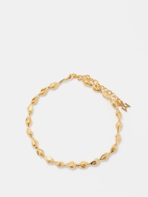 Amina Muaddi - Johana Shell-chain Anklet - Womens - Gold Multi