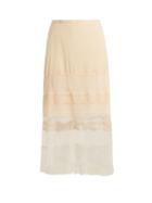 Matchesfashion.com Jonathan Simkhai - Lace Panel Silk Georgette Skirt - Womens - Cream