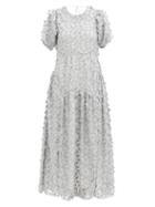 Matchesfashion.com Cecilie Bahnsen - Liza Open-back Floral-embroidered Tulle Dress - Womens - Silver