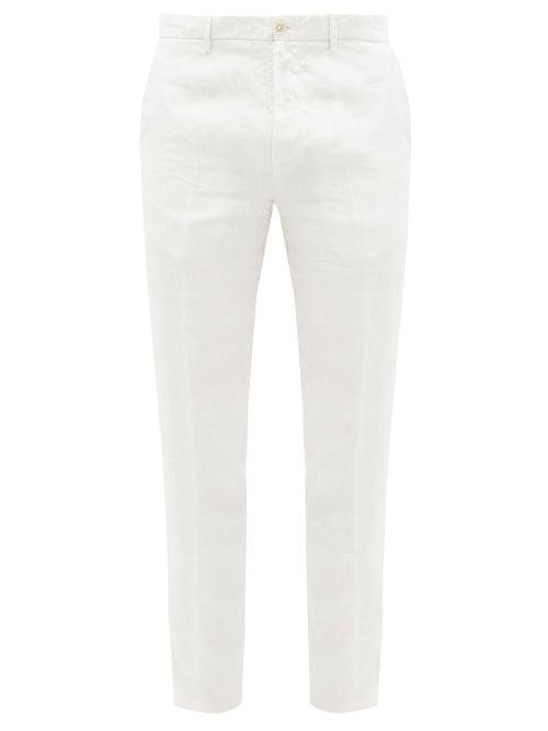 Mens Rtw 120% Lino - Pleated Linen Trousers - Mens - Beige