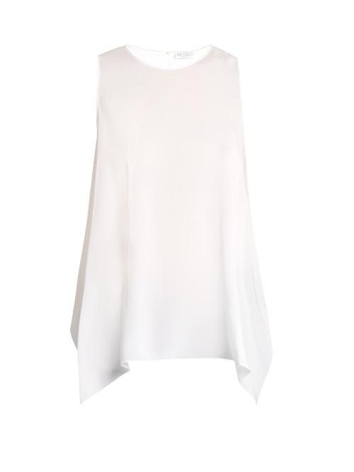 Brunello Cucinelli Monili-embellished Silk-blend Tank Top