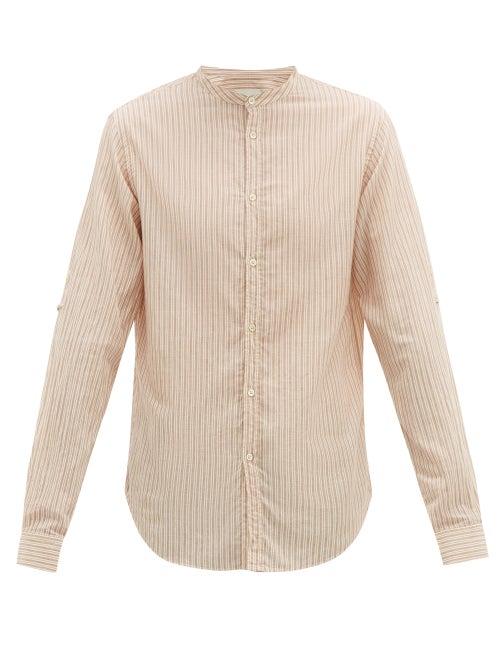 Matchesfashion.com Arj - Oli Mondrian Band Collar Cotton Poplin Shirt - Mens - Beige Multi