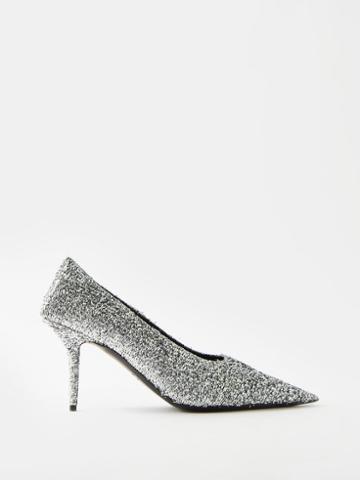 Balenciaga - Square Knife 80 Embellished Leather Pumps - Womens - Silver
