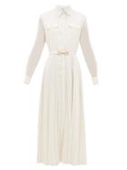 Matchesfashion.com Gabriela Hearst - Erella Pleated Silk-blend Shirt Dress - Womens - Ivory