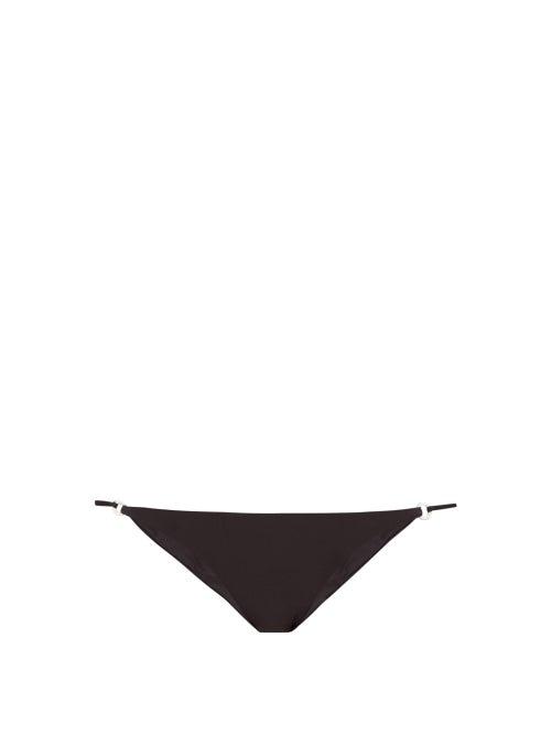Matchesfashion.com Jade Swim - Aria Mother-of-pearl Ring Bikini Briefs - Womens - Black