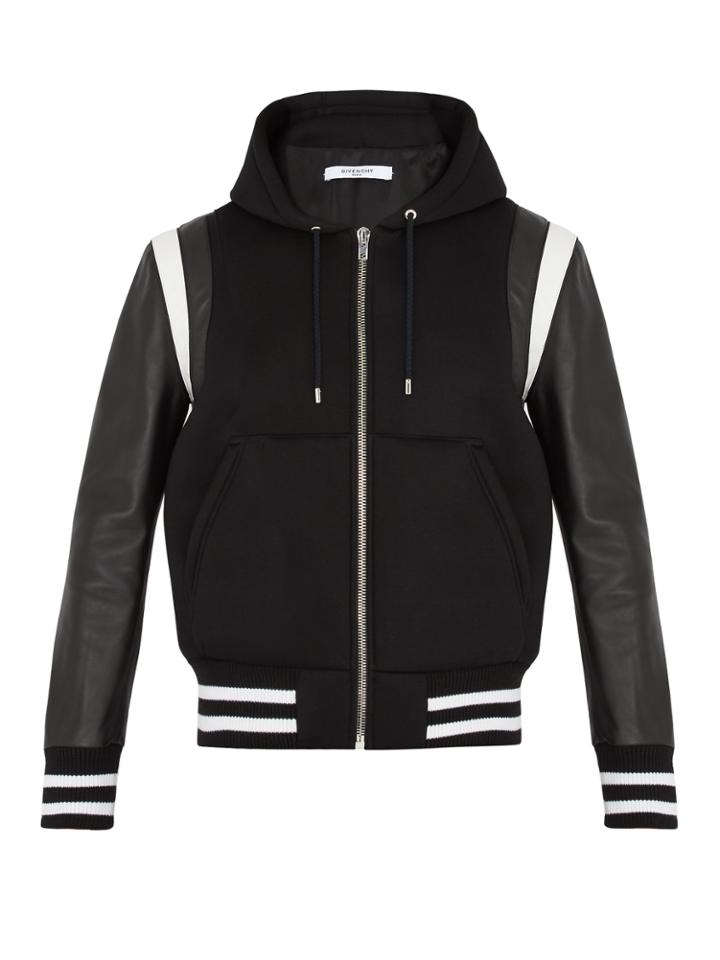 Givenchy Logo-appliqu Leather And Jersey Bomber Jacket