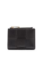 Matchesfashion.com Bottega Veneta - Zipped Intrecciato-leather Cardholder - Womens - Black Gold