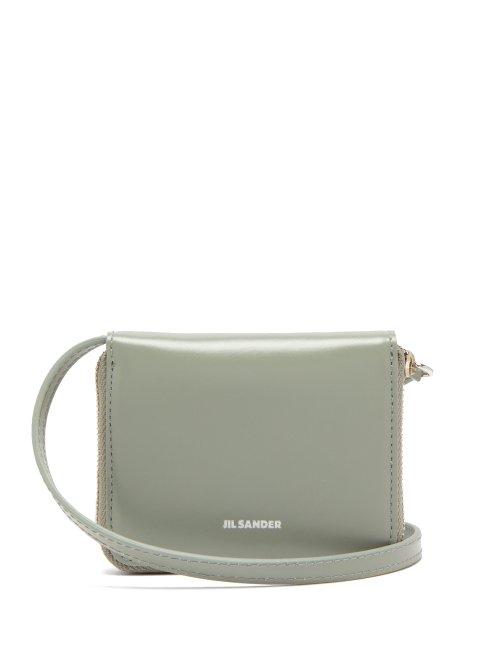 Matchesfashion.com Jil Sander - Leather Cross Body Wallet Bag - Womens - Light Green