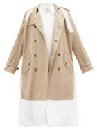 Matchesfashion.com Junya Watanabe - Layered Cotton-twill Trench Coat - Womens - Beige White