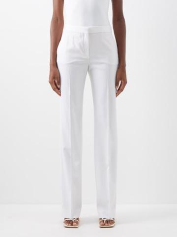 Another Tomorrow - Wool Straight-leg Trousers - Womens - White