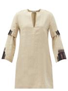 Matchesfashion.com Zeus + Dione - Bourtzi Embroidered Linen Kaftan - Womens - Dark Beige