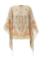 Matchesfashion.com Etro - Paisley-print Silk-georgette Poncho Blouse - Womens - White Multi