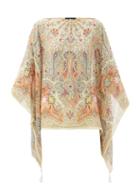 Matchesfashion.com Etro - Paisley-print Silk-georgette Poncho Blouse - Womens - White Multi