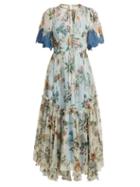 Matchesfashion.com Dolce & Gabbana - Floral Print Silk Chiffon Dress - Womens - White Multi